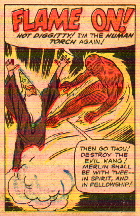 Strange Tales panel of Merlin with Human Torch